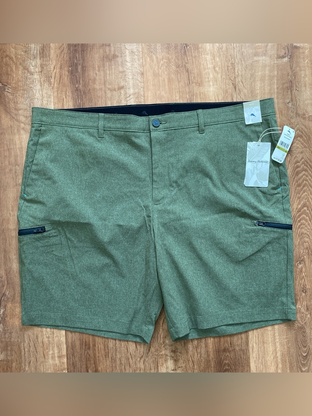 Tommy Bahama Coast Cargo 9” Shorts Mens Palm Moss Olive Green Stretch Beach